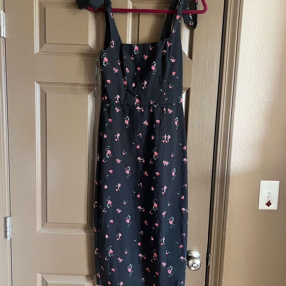Francesca's Black Dress with Pink Floral Accents